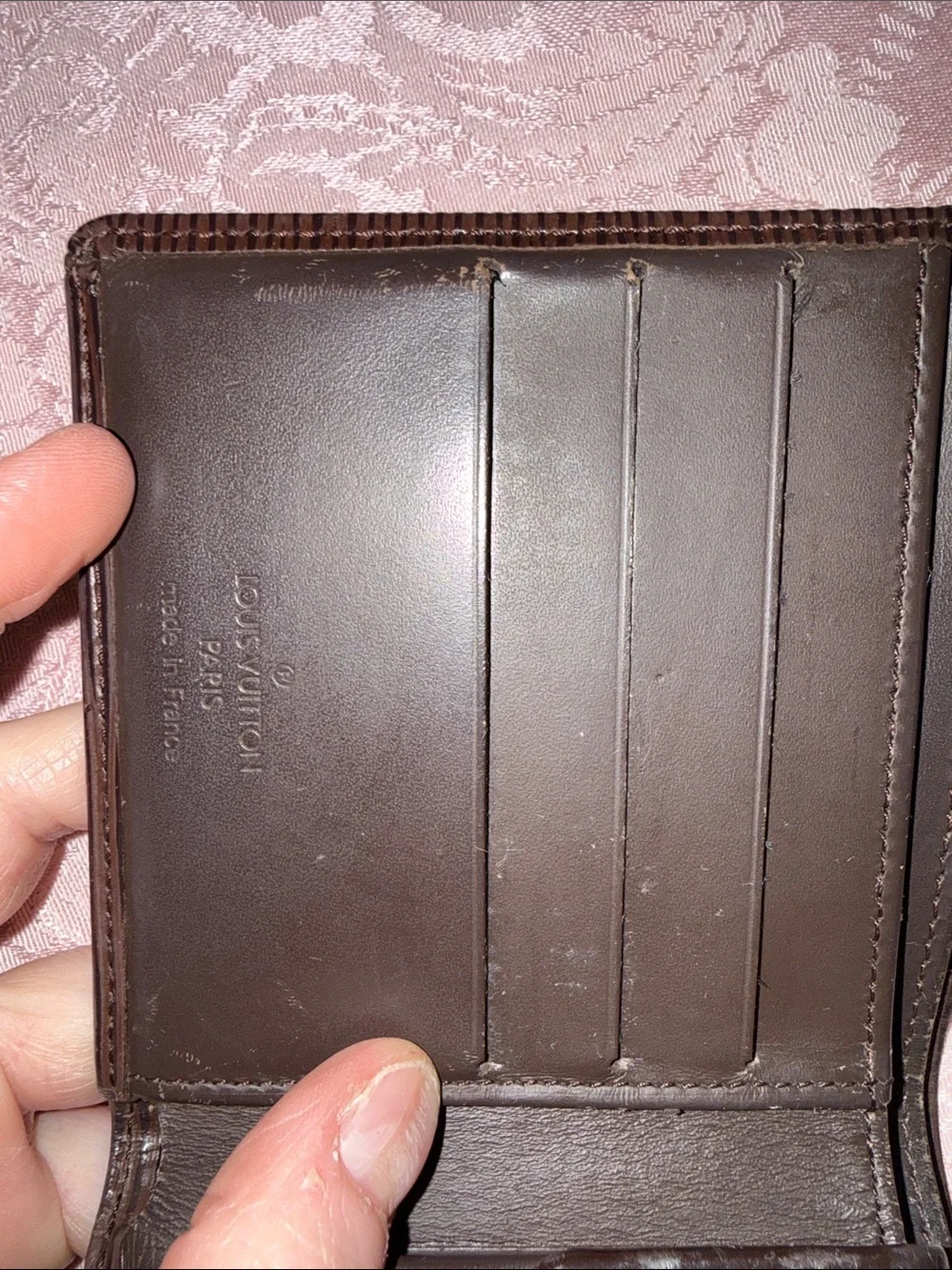 Louis Vuitton Men’s Brown Textured Leather Bi-Fold Wallet EPI Leather